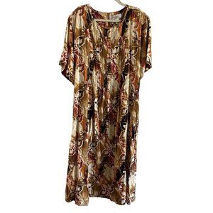 Anna Maxwell Women Plus SZ 32W Multicolor Linen Blend Short Sleeve Shift Dress
